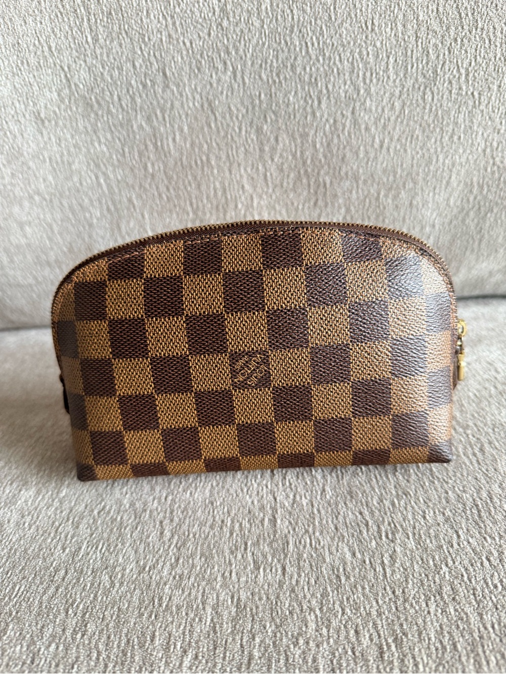 Louis Vuitton Damier Ebene Checkerboard Cosmetic Pouch PM Authentic